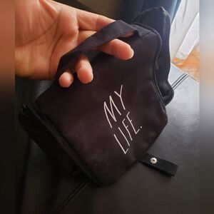 Rae Dunn Black 'My Life' Toiletry Travel Bag